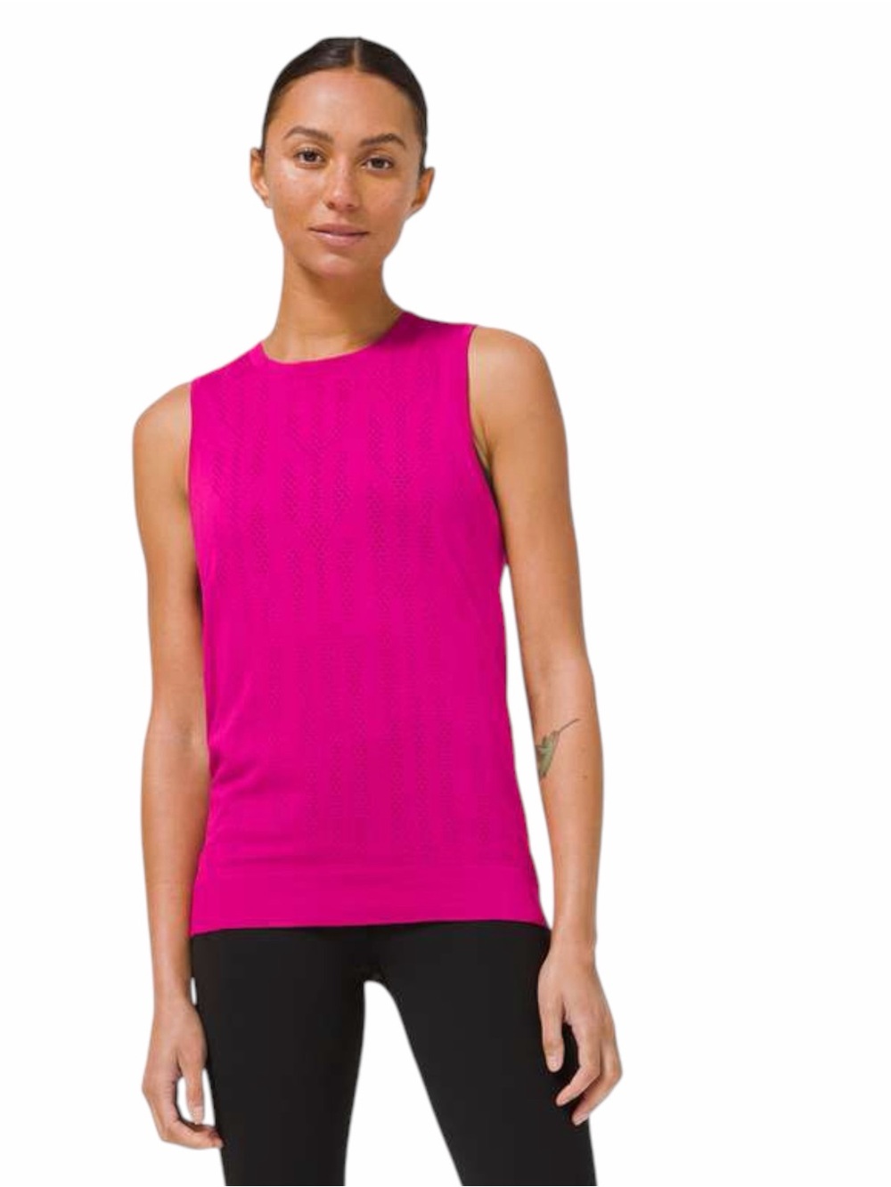Lululemon – Swiftly Breathe Muscle Tan Fletching Lines Ripened Raspberry – Sz. 8